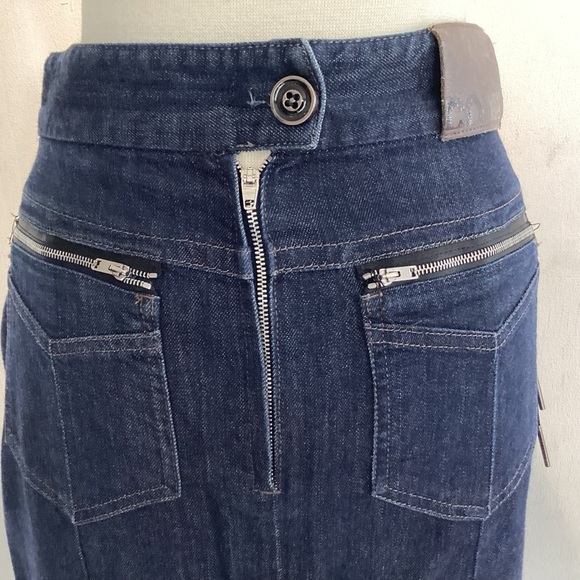 Sportmax Code By Max Mara Denim Y2K 90’s Boho Dark Blue Wash Skirt 10 see measur - Picture 6 of 10